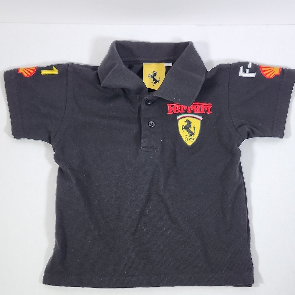 Ferrari Formula 1 F1 Embroidered Kids Polo Shirt Black Size XS